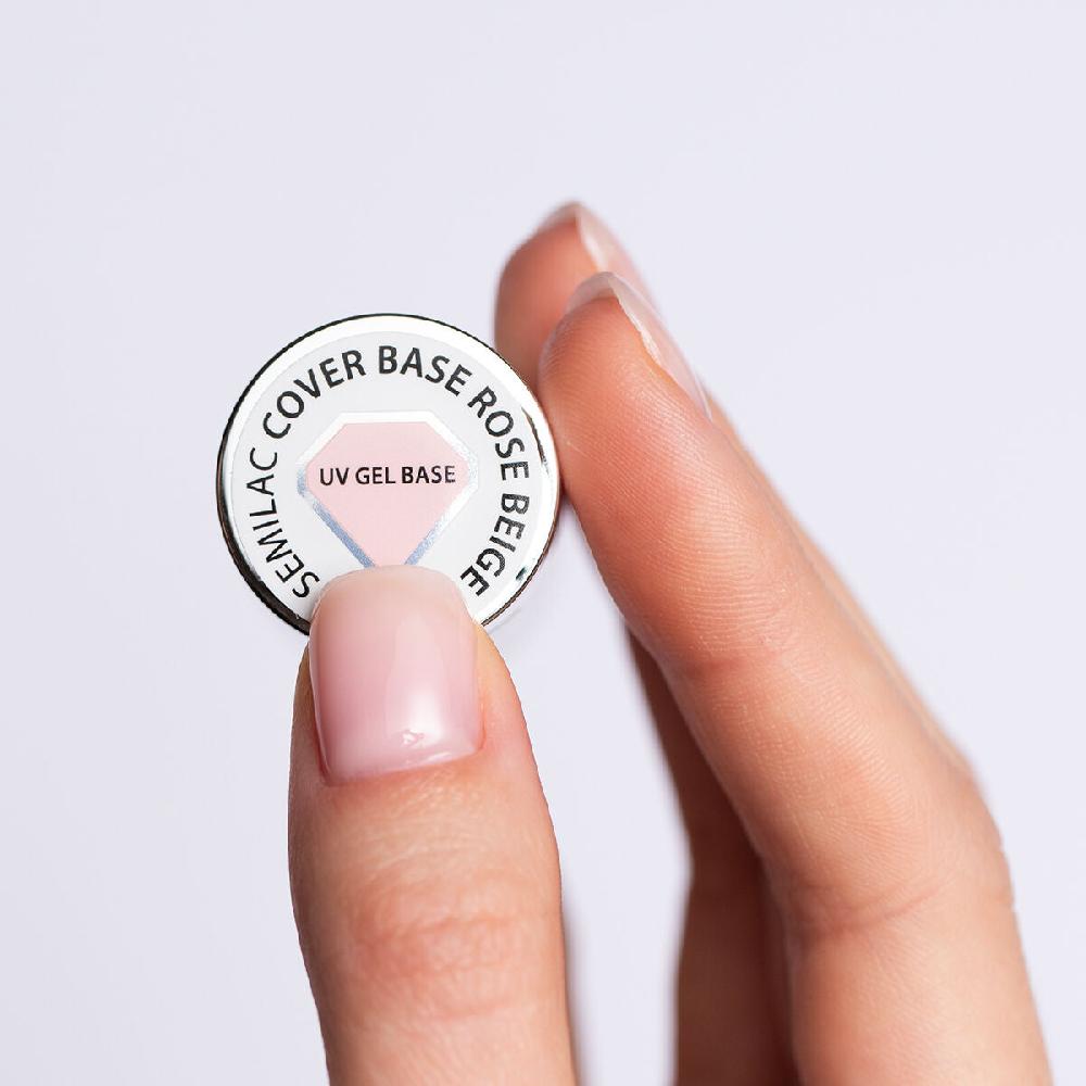 Semilac Skin Tone Cover BASE Rose Beige - Semilac Soak Off Gel / Hybrid Nail Polish UV Hybrid Base/Top