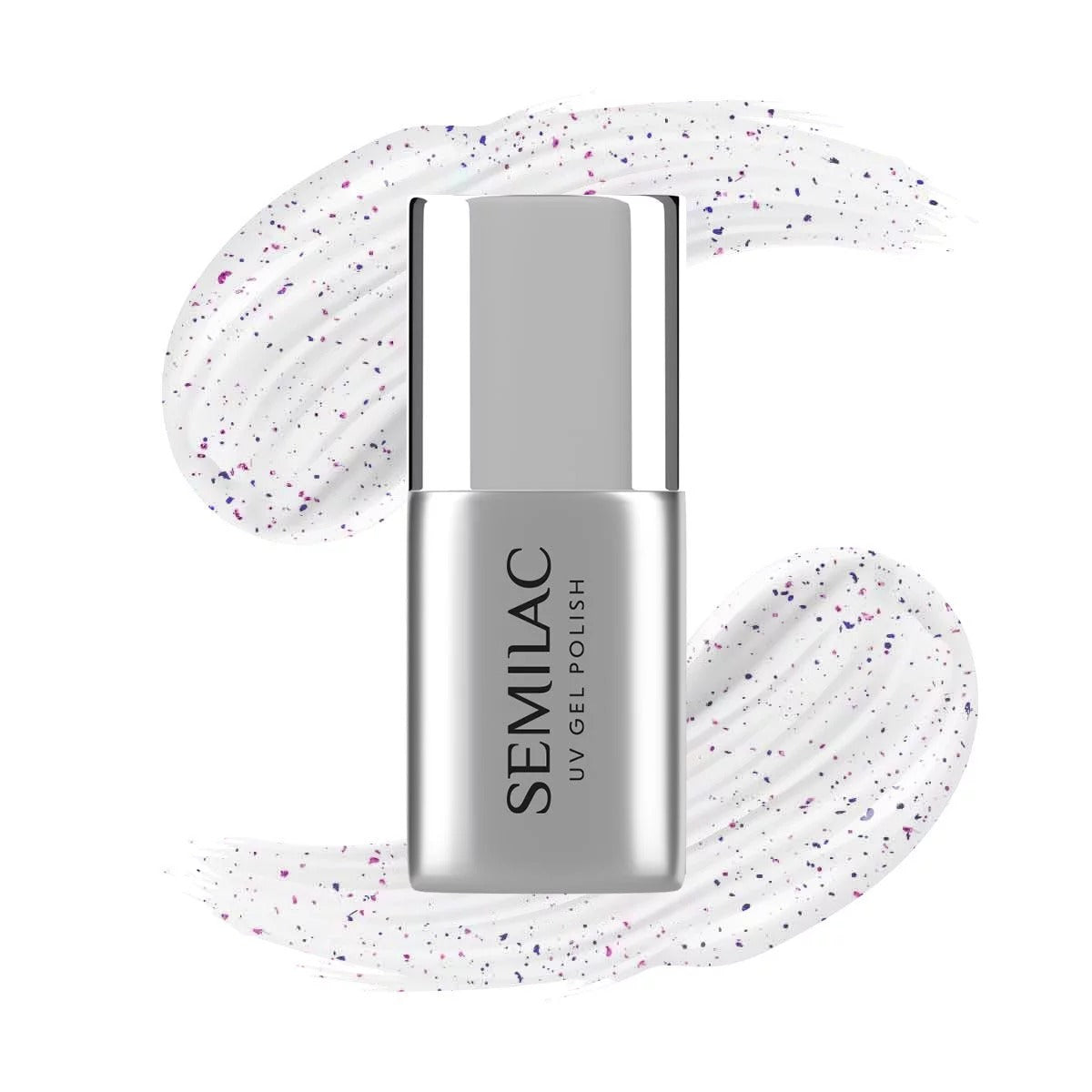 semilac T15 Semilac Top No Wipe Blinking Blue & Violet Flakes UV Hybrid Top