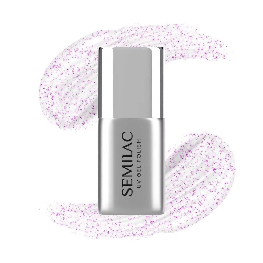 semilac T17 Semilac Top No Wipe Sparkling Pink - Semilac Soak Off Gel / Hybrid Nail Polish UV Hybrid Top