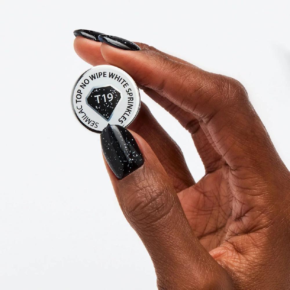 Semilac T19 TOP NO WIPE WHITE SPRINKLES Semilac - Soak Off Gel / Hybrid Nail Polish UV Hybrid Top