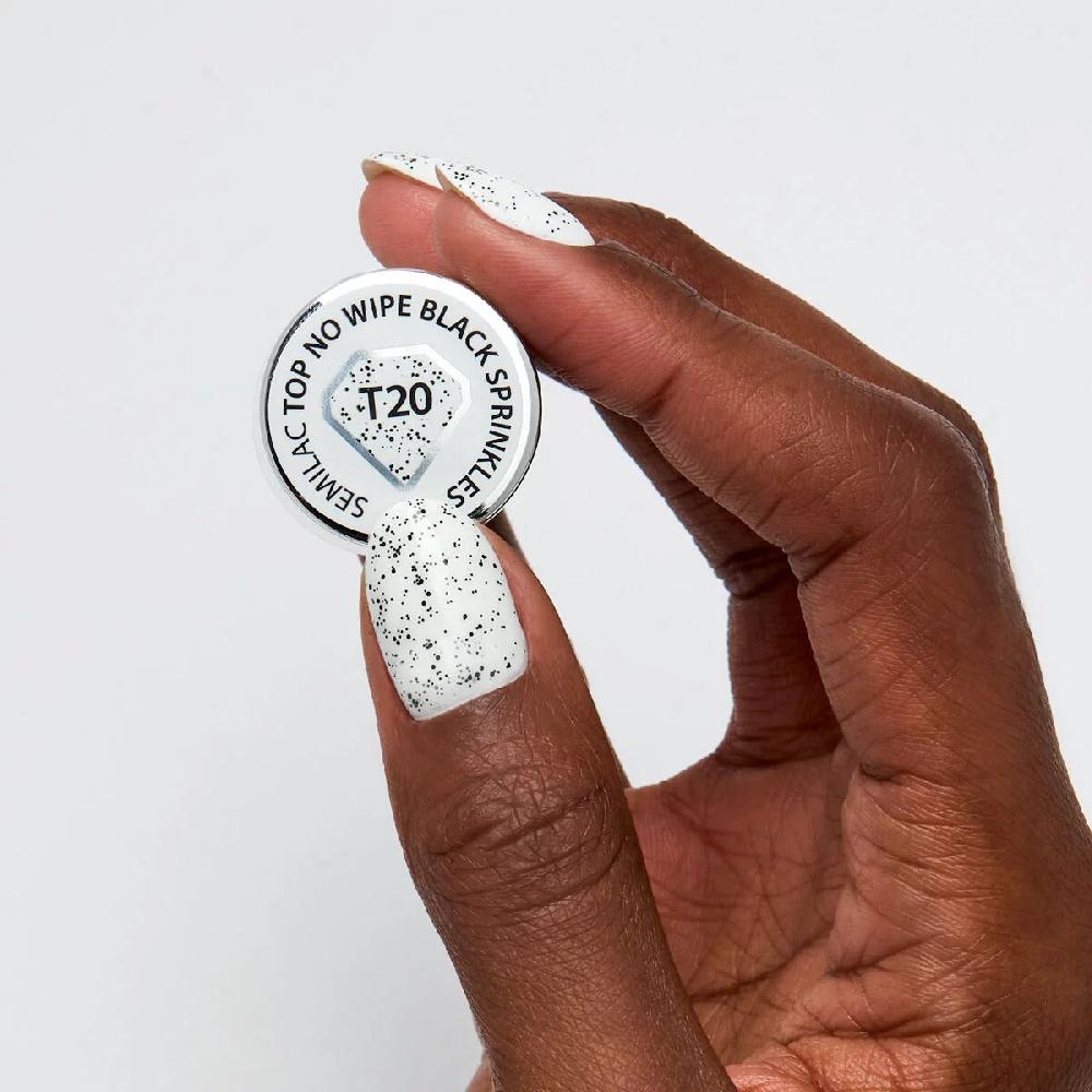 Semilac T20 TOP NO WIPE BLACK SPRINKLES Semilac - Soak Off Gel / Hybrid Nail Polish UV Hybrid Top