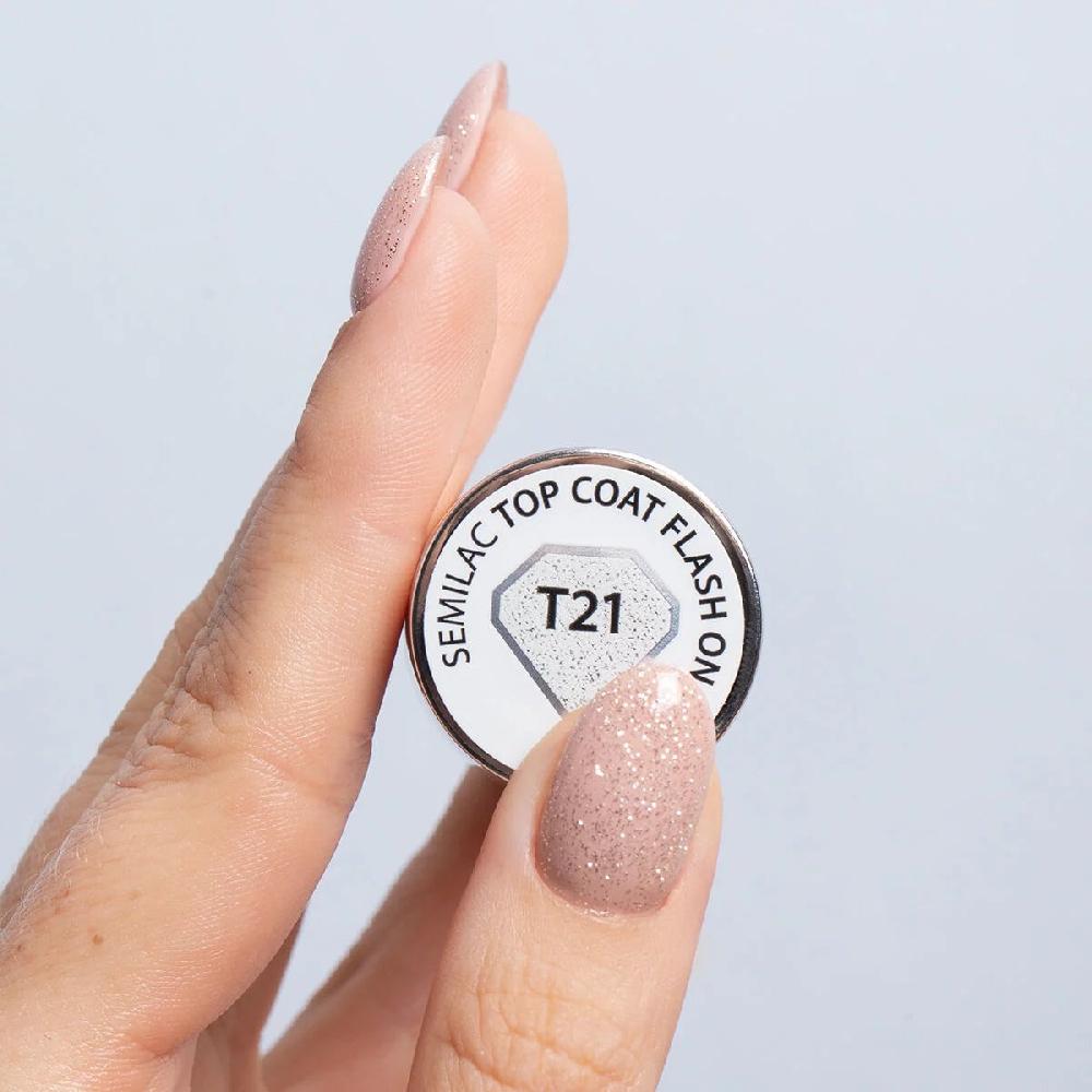 Semilac T21 FLASH ON Semilac Top No Wipe - Soak Off Gel / Hybrid Nail Polish UV Hybrid Top