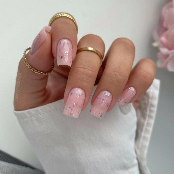 Semilac T22 FLOWER FLAKES Semilac Top No Wipe 7ml - Soak Off Gel / Hybrid Nail Polish UV Hybrid Top