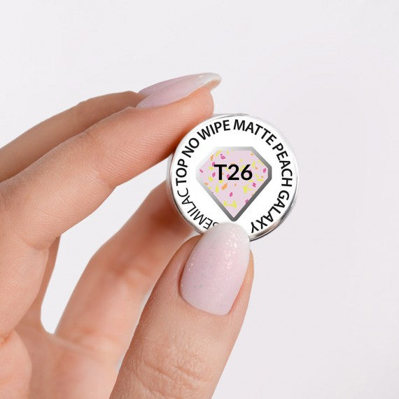 Semilac T26 PEACH GALAXY Semilac Top No Wipe Matte 7ml - Soak Off Gel / Hybrid Nail Polish UV Hybrid Top