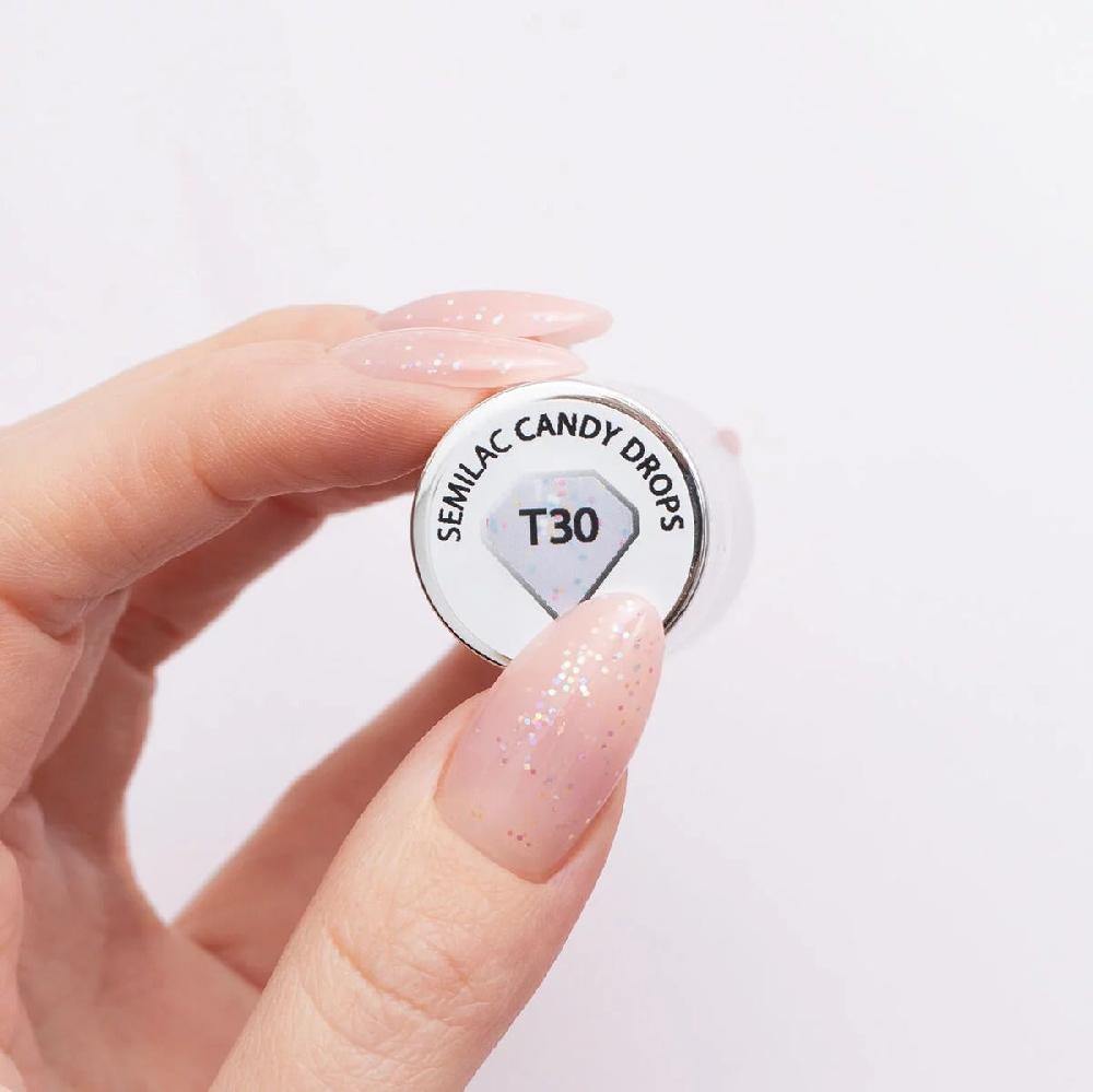 Semilac T30 Candy Drops TOP COAT - Semilac Soak Off Gel / Hybrid Nail Polish UV Hybrid Top