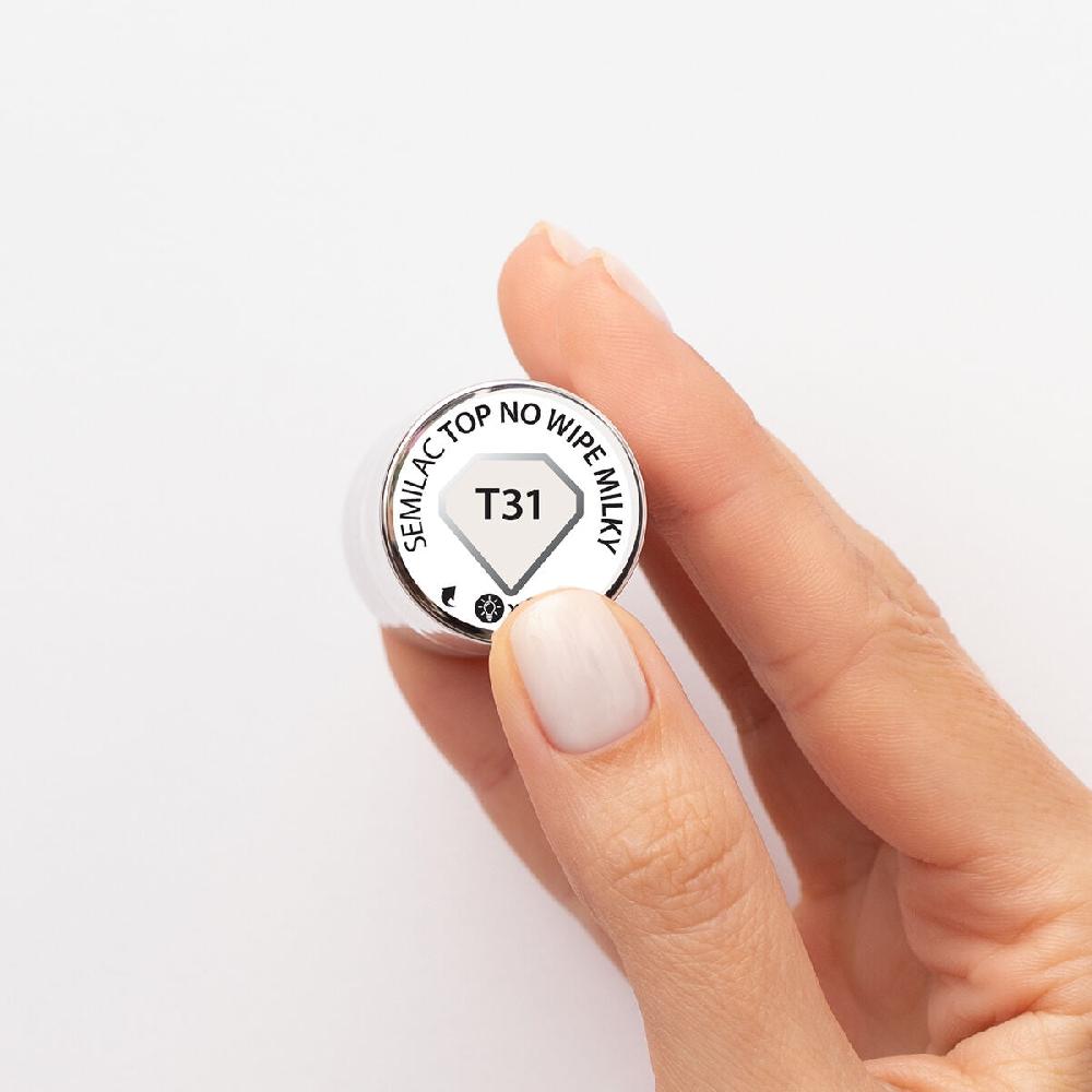 Semilac T31 Milky - Semilac Soak Off Gel / Hybrid Nail Polish UV Hybrid Top
