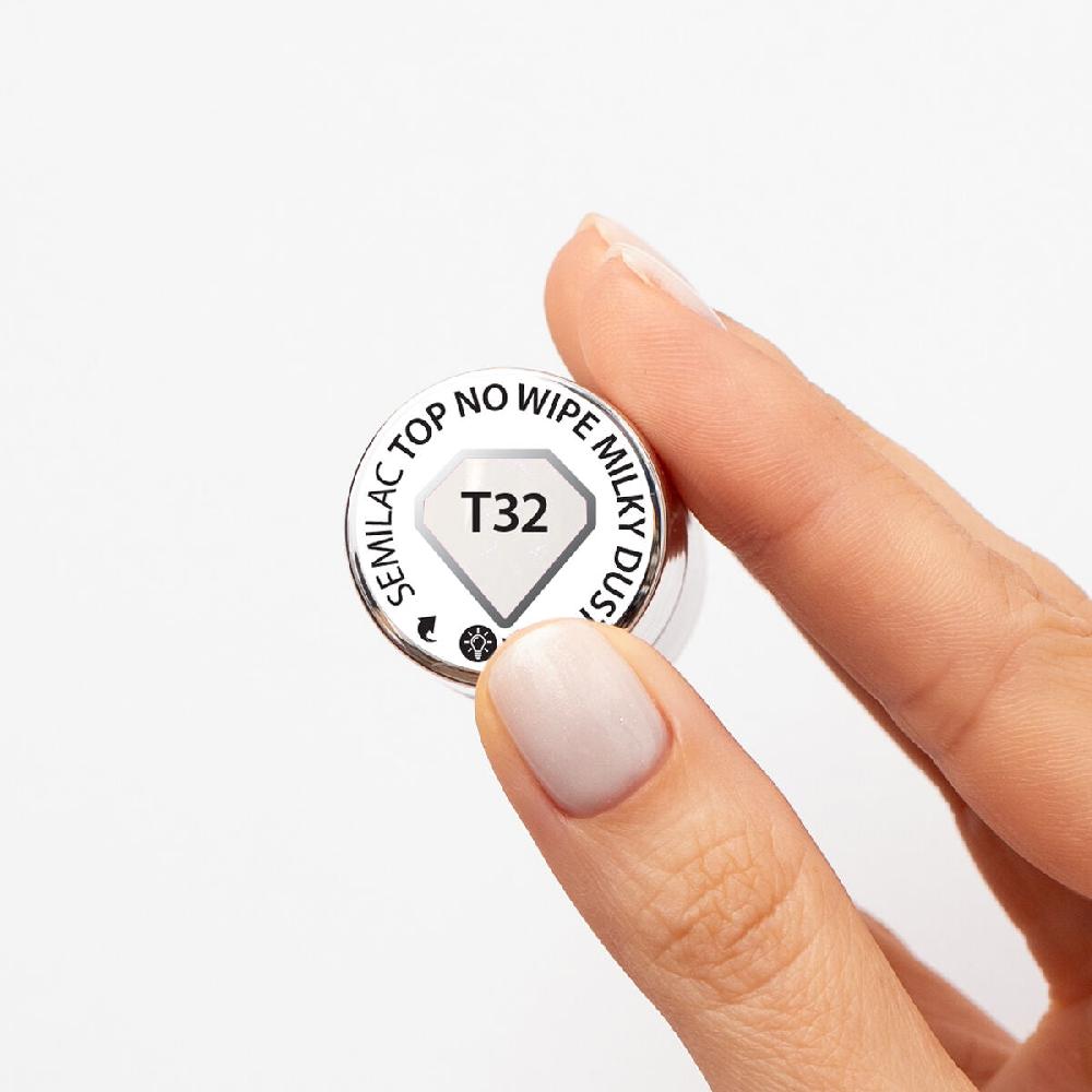 Semilac T32 Milky Dust - Semilac Soak Off Gel / Hybrid Nail Polish UV Hybrid Top