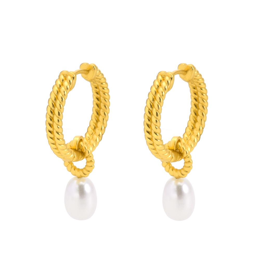sence copenhagen Amelie Twisted Pearl Hoops - Matt gold plated