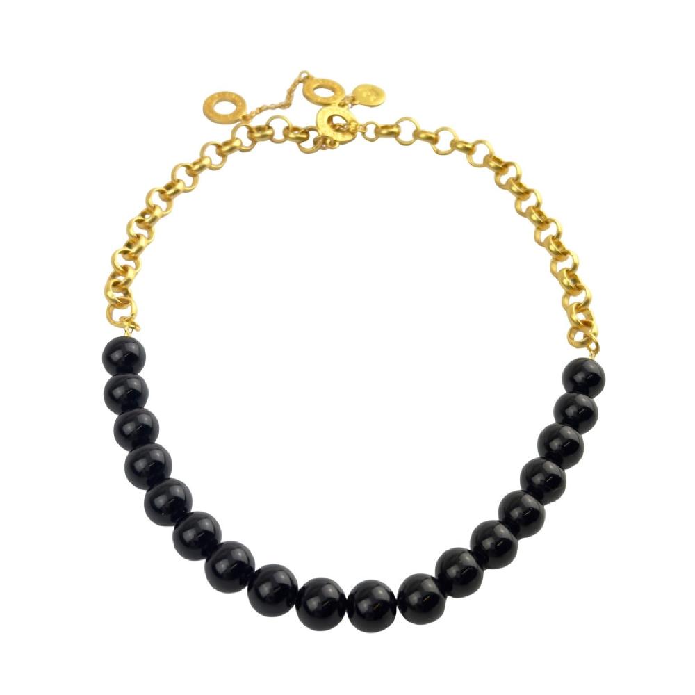 sence copenhagen Berry necklace black agate matt gold plated