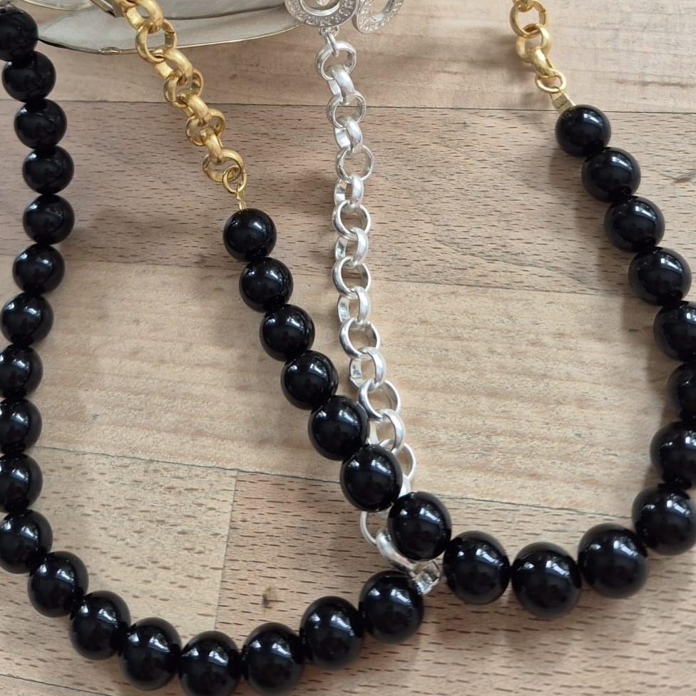 Sence Copenhagen Berry Necklace Black Agate Matt Silver Plated