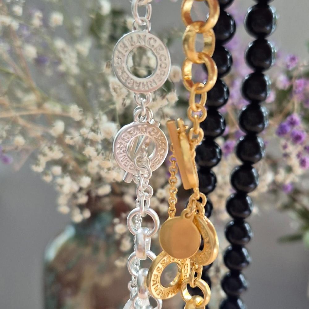 Sence Copenhagen Berry Necklace Black Agate Matt Silver Plated