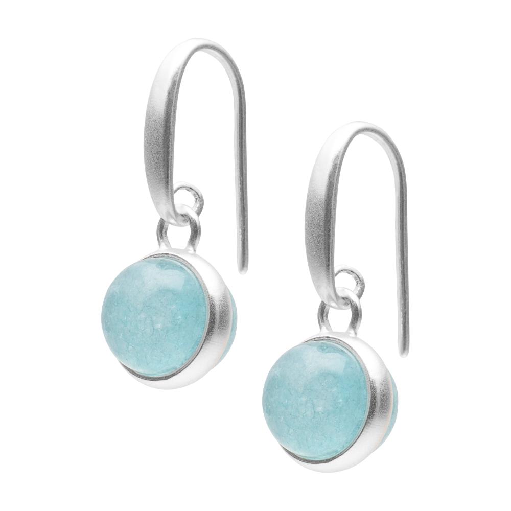 sence copenhagen Cherry earrings - Aquamarine matt silver plated