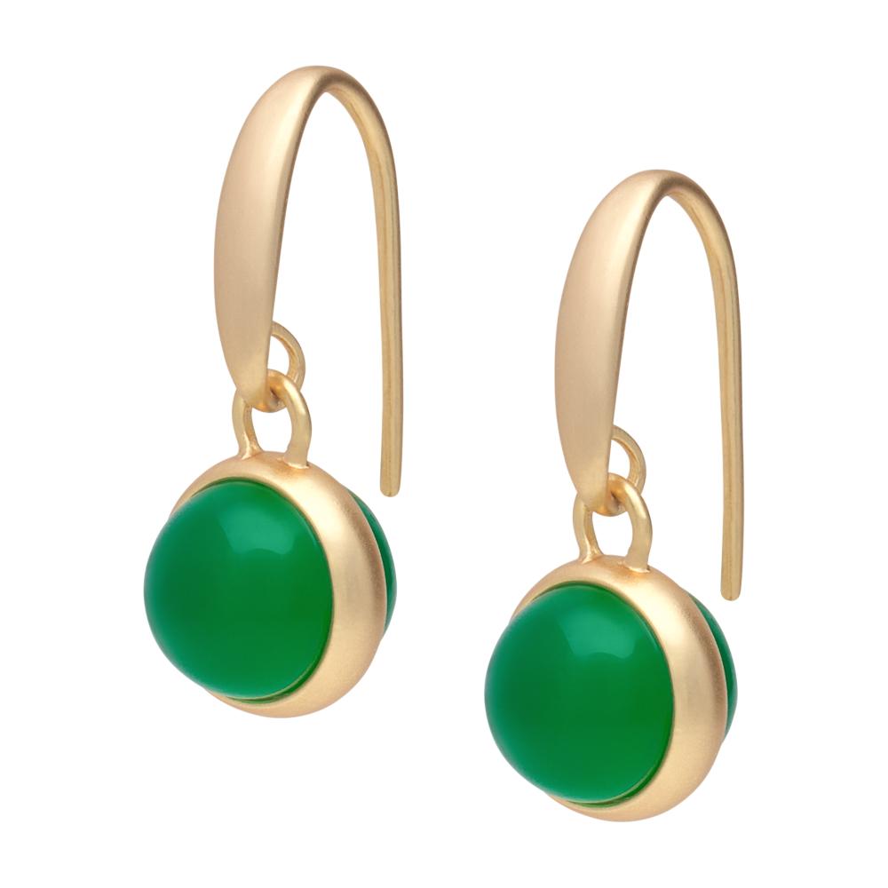 sence copenhagen Cherry earrings - Green quartz matt silver plated