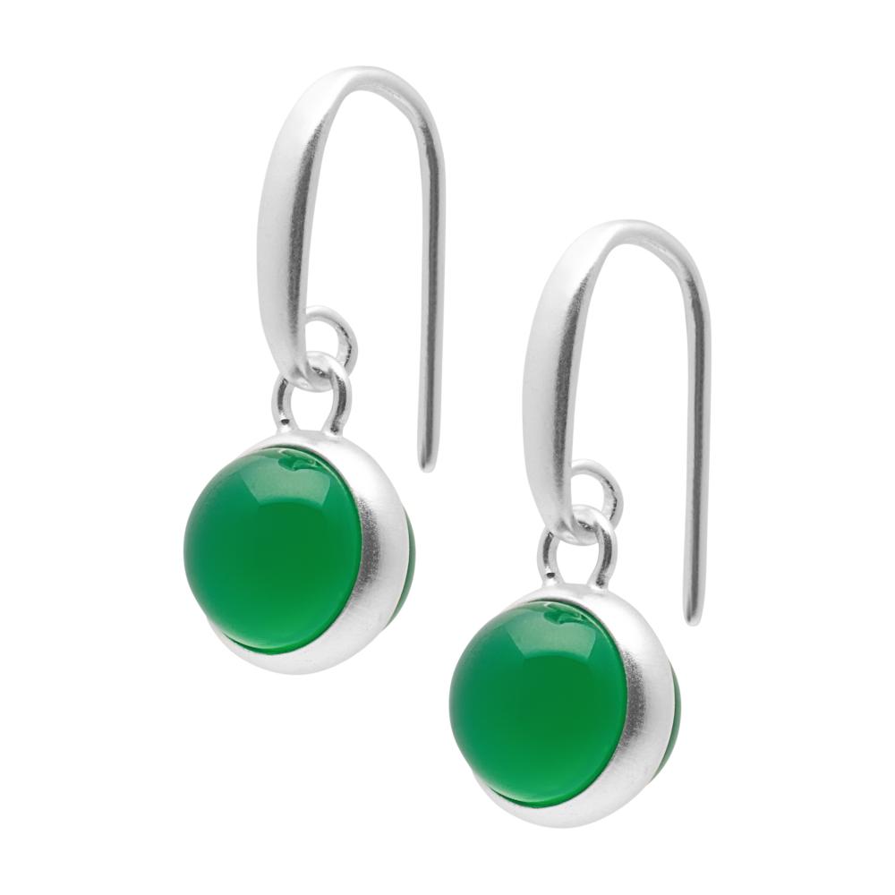 sence copenhagen Cherry earrings - Green quartz matt silver plated