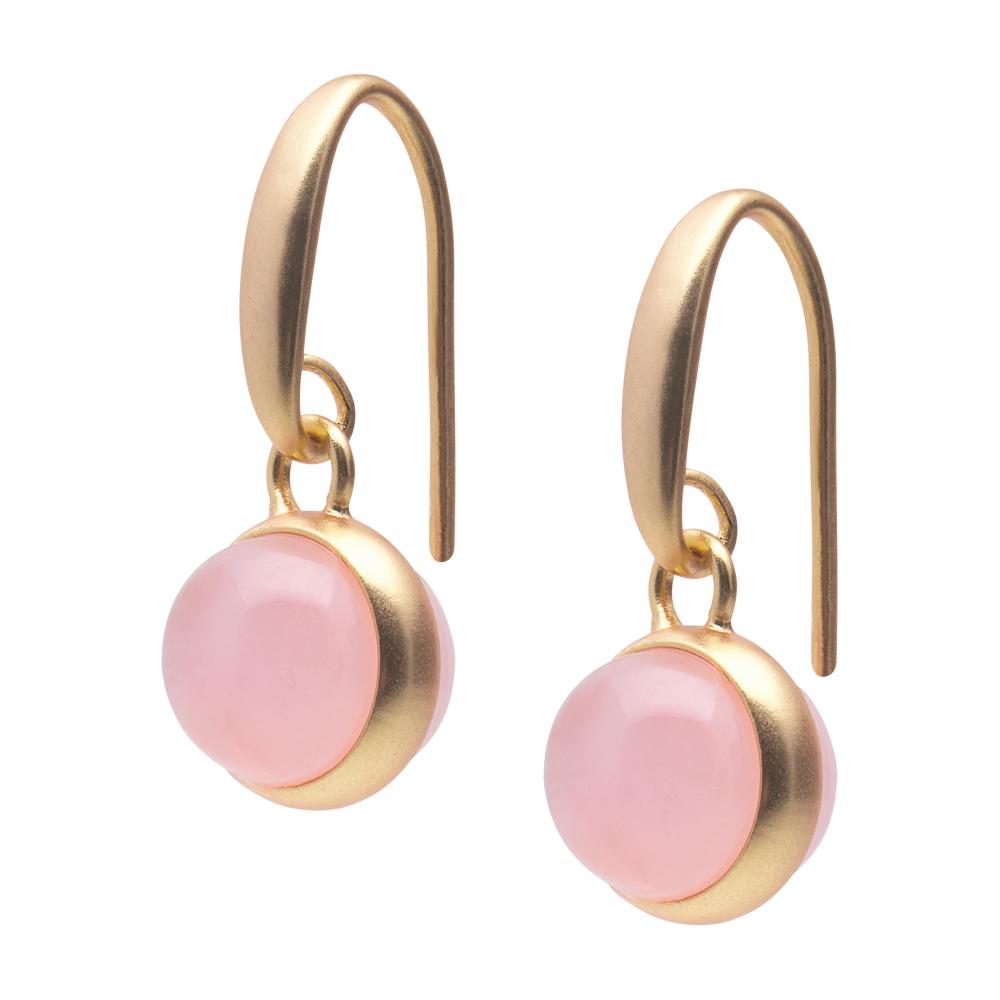 sence copenhagen Cherry earrings - Rose quartz matt gold plated