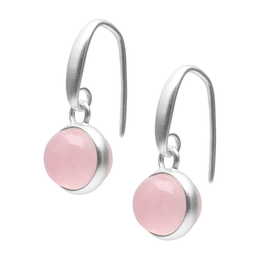 sence copenhagen Cherry earrings - Rose quartz matt silver plated