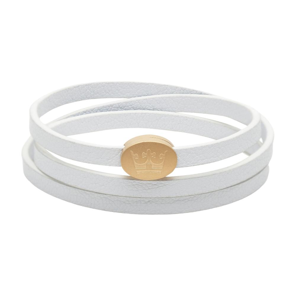 sence copenhagen Crown leather wrap bracelet / necklace creme white matt gold plated