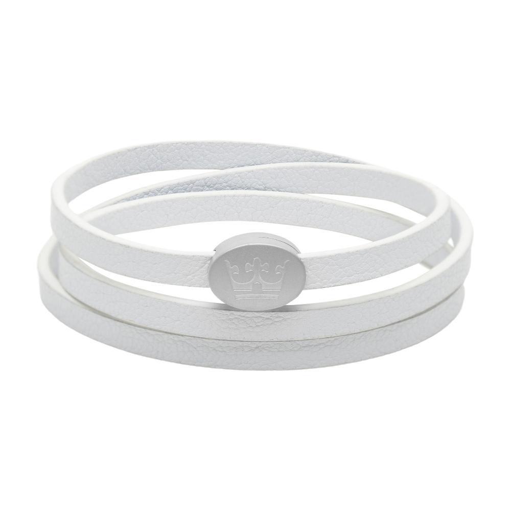 sence copenhagen Crown leather wrap bracelet / necklace creme white matt silver plated