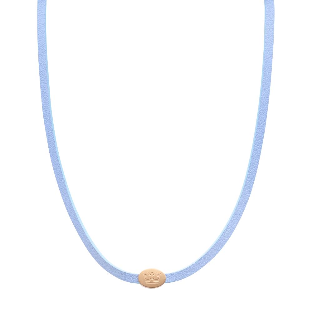 Sence Copenhagen Crown Leather Wrap Bracelet / Necklace Skyblue Matt Gold Plated
