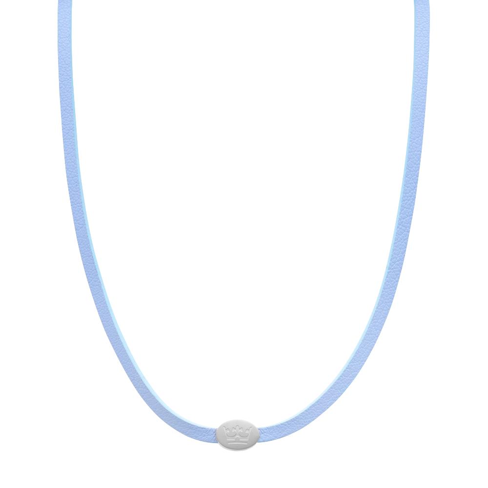 Sence Copenhagen Crown Leather Wrap Bracelet / Necklace Skyblue Matt Silver Plated