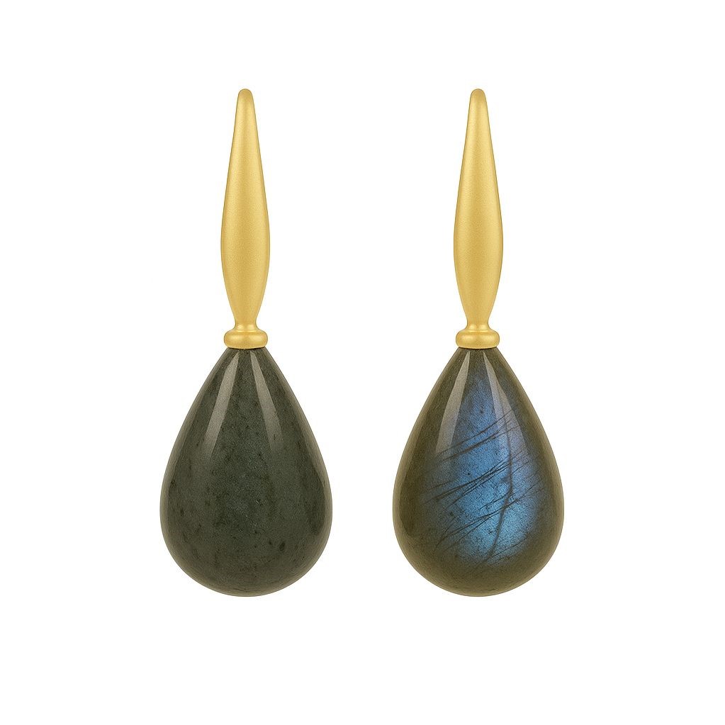 Sence Copenhagen Drop Earrings Labradorite Matt Gold Plated