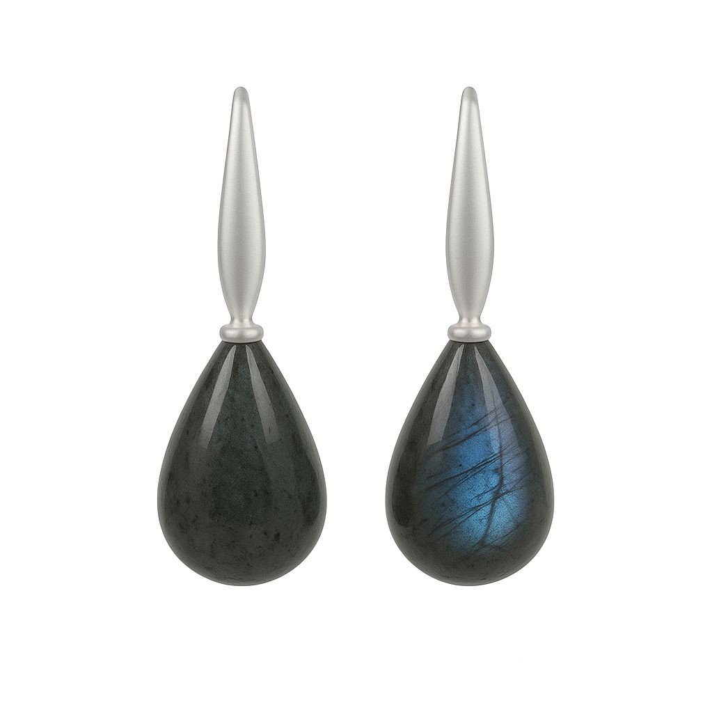 Sence Copenhagen Drop Earrings Labradorite Matt Silver Plated