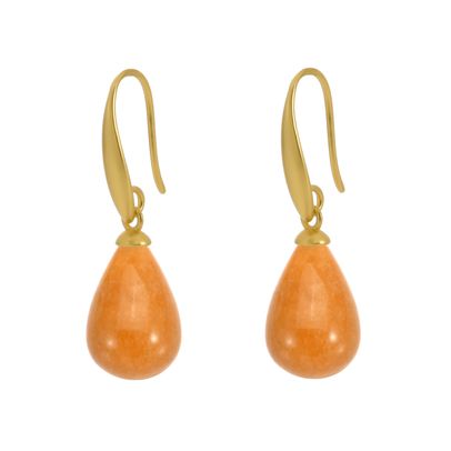 sence copenhagen Drop earrings orange aventurtine matt gold plated