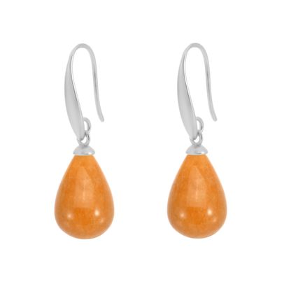 sence copenhagen Drop earrings orange aventurtine matt silver plated
