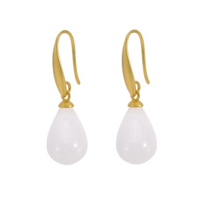 sence copenhagen Drop earrings white jade matt gold plated