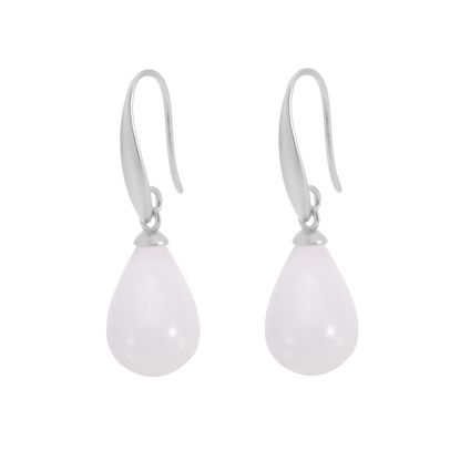 sence copenhagen Drop earrings white jade matt silver plated