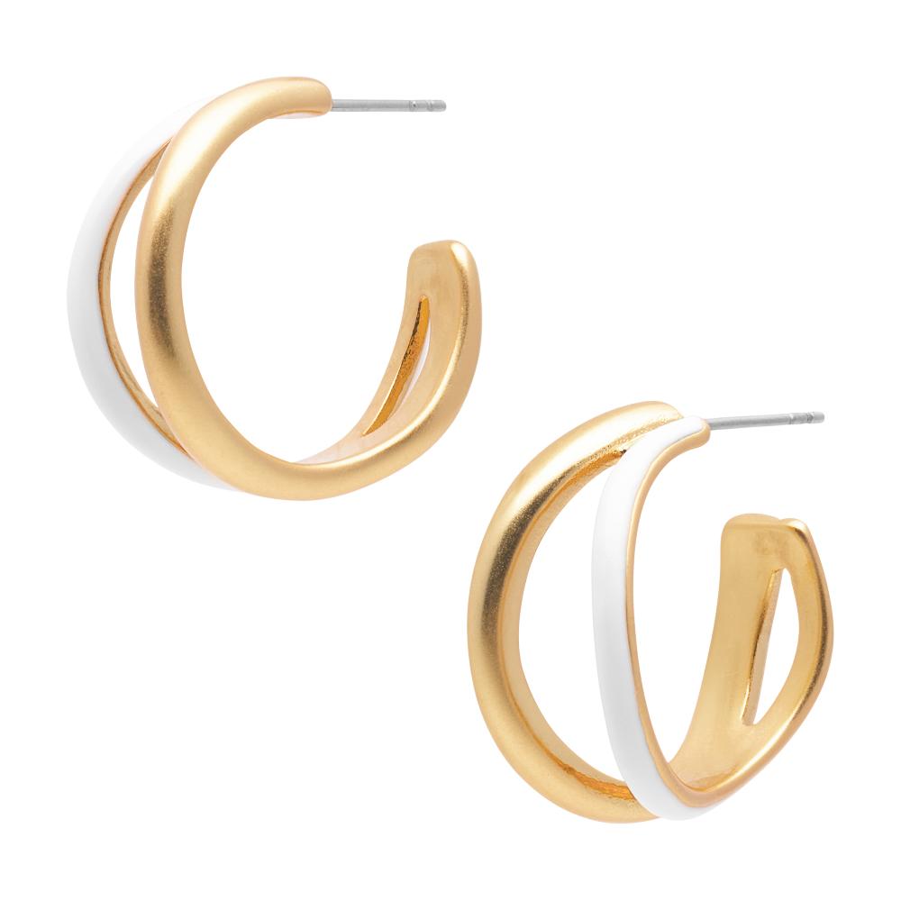 sence copenhagen Enamelove earrings brilliant white and matt gold plated
