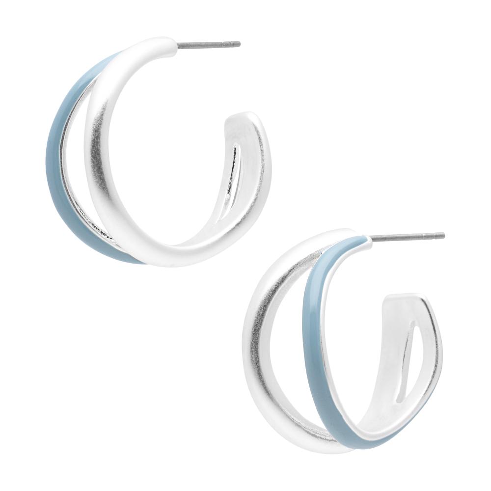 sence copenhagen Enamelove earrings capri and matt silver plated