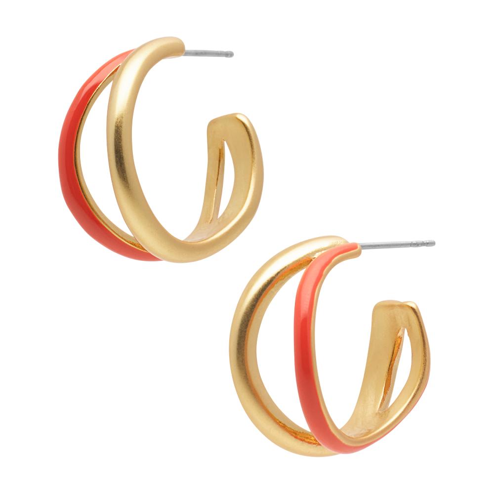 sence copenhagen Enamelove earrings orangeade and matt gold plated