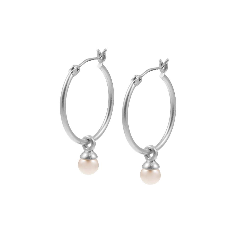 sence copenhagen Essentials Be a Star Earrings Freshwater pearl matt silver - 2 CM