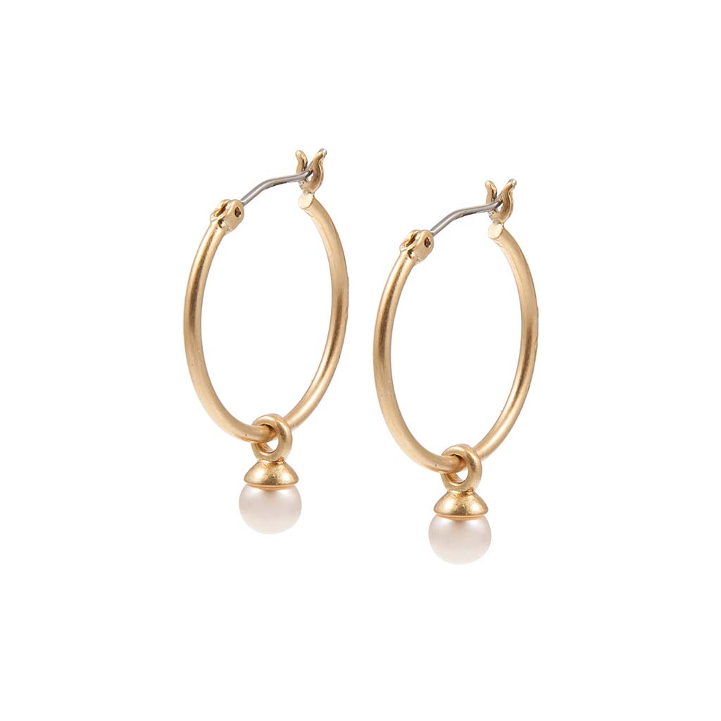 sence copenhagen Essentials Be a Star Earrings Freshwater pearl matt gold - 2 CM