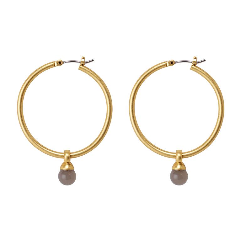 sence copenhagen Essentials Be A Star earrings Grey Agate matt gold plated - 3.5 CM