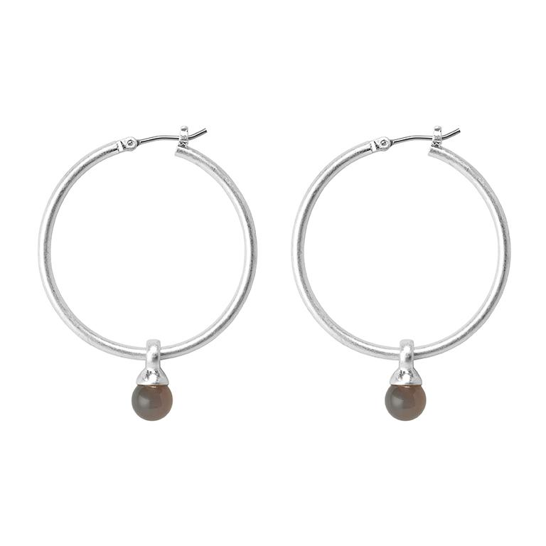sence copenhagen Essentials Be A Star earrings Grey Agate matt silver plated - 3.5 CM