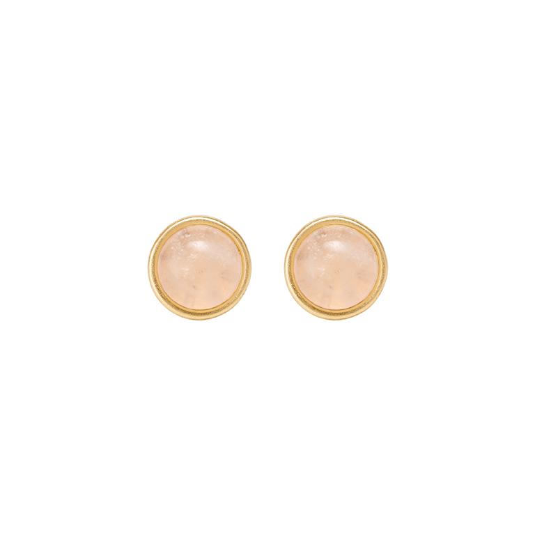 sence copenhagen Essentials be Chic ear studs matt gold plated with Rose quartz