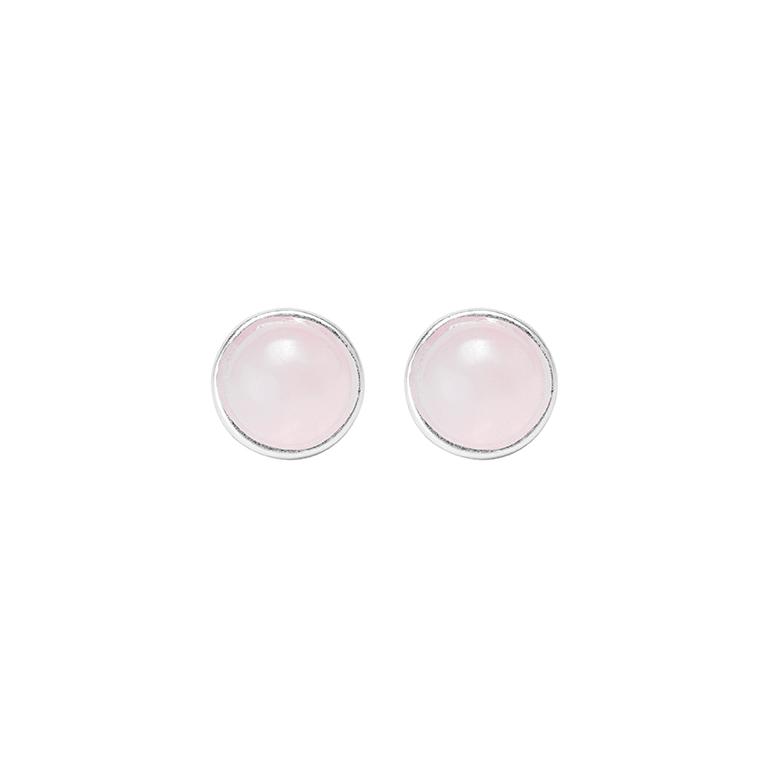 sence copenhagen Essentials be Chic ear studs matt silver plated with Rose quartz