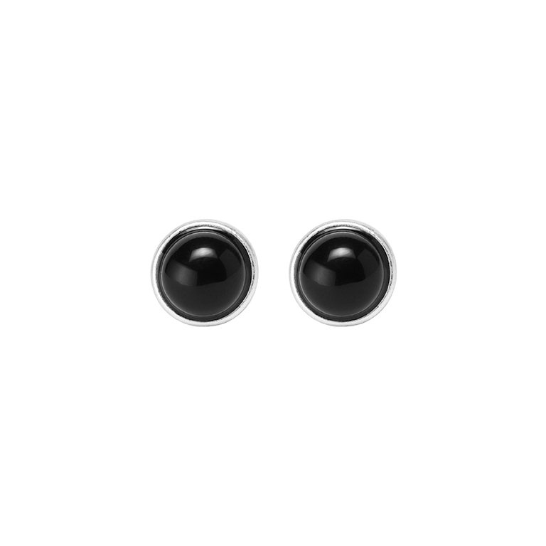 sence copenhagen Essentials be Chic - Ear studs matt silver plated with Black agate