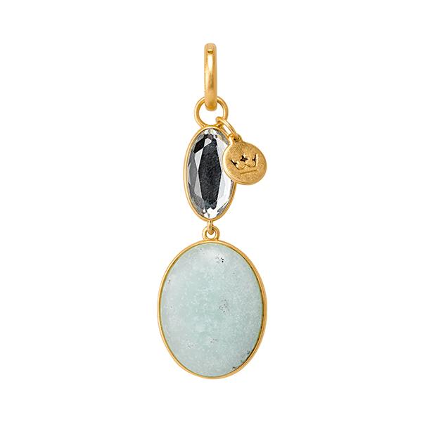 sence copenhagen Essentials Celebration charm with Aquamarine Glass matt gold plated