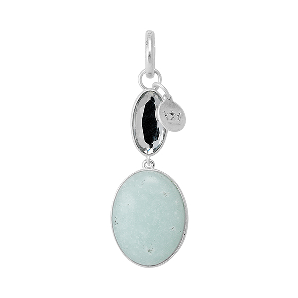 sence copenhagen Essentials Celebration charm with Aquamarine Glass matt silver plated