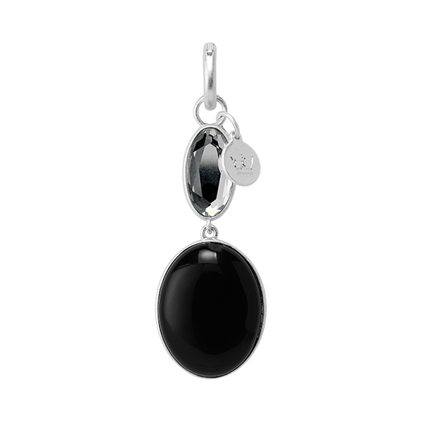 sence copenhagen Essentials Celebration charm with Black Agate Glass matt silver plated