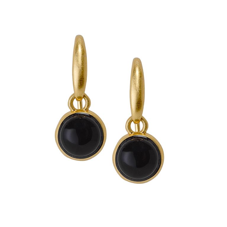 sence copenhagen Essentials Cherry earrings with Black Agate matt silver plated