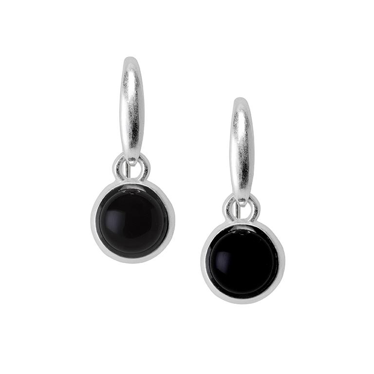 sence copenhagen Essentials Cherry earrings with Black Agate matt silver plated