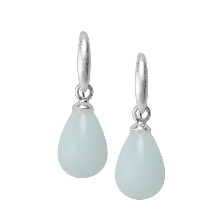 sence copenhagen Essentials Drop earrings with Aquamarine matt silver plated