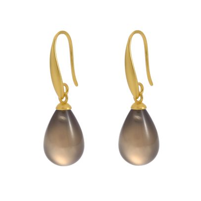 sence copenhagen Essentials Drop earrings with Grey Agate matt gold plated