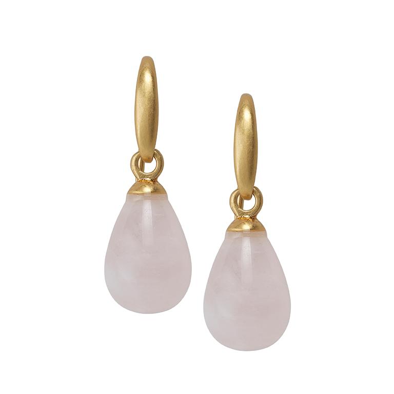 sence copenhagen Essentials Drop earrings with Rose Quartz matt gold plated