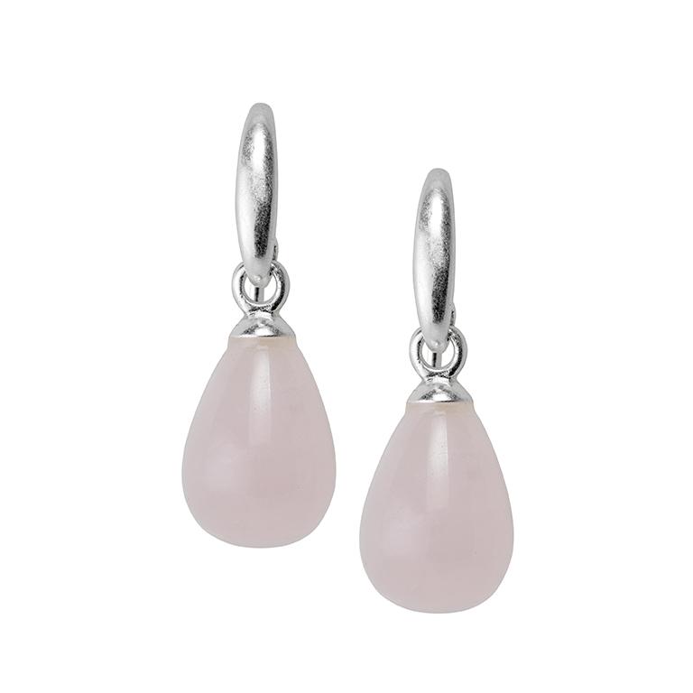 sence copenhagen Essentials Drop earrings with Rose Quartz matt silver plated