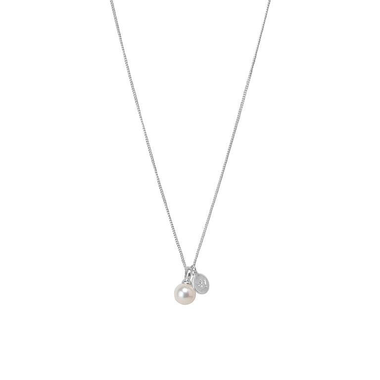 sence copenhagen Essentials Harmony necklace Freshwater Pearl matt silver plated - 90 CM